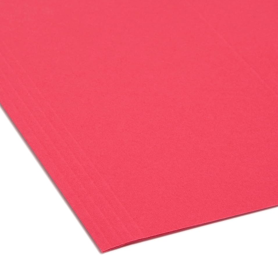Smead Hanging File Folder with Tab, 1/5-Cut Adjustable Tab, Legal Size, Red, 25 per Box (64167)