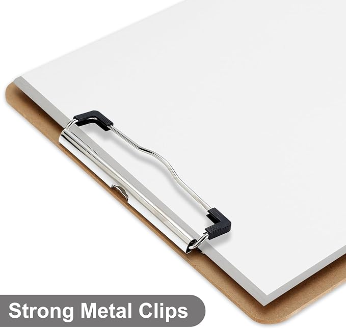 Wood Clipboards, Letter Size Hardboard Clip Board 8.5x11 for Classroom, Students, Kid, Teacher, A4 Standard Size 9" x 12.5" with Low Profile Clip, Office & School Supply