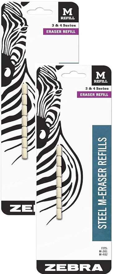 Zebra Pen Steel M Mechanical Pencil Eraser Refills, 2 Packs of 7