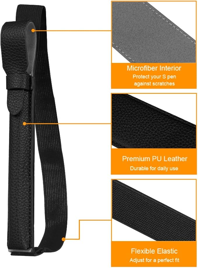 Fintie S Pen Holder for Samsung S Pen (PX510/PX710/PT870), Premium Vegan Leather Cover Sleeve Pouch Compatible with Galaxy Tab S9 Ultra/S9 FE/S8 Ultra/S8+/S6 Lite, Black