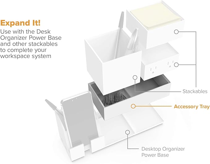 Bostitch Office Konnect Desk Organizer Accessory Tray, Wide, Stacks for Desktop Storage, White (Pack of 6)