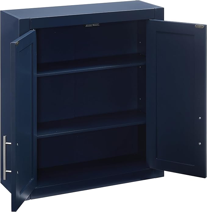 Crosley Furniture Savannah Wall Mounted Bathroom Storage Medicine Cabinet with Shelves, Navy