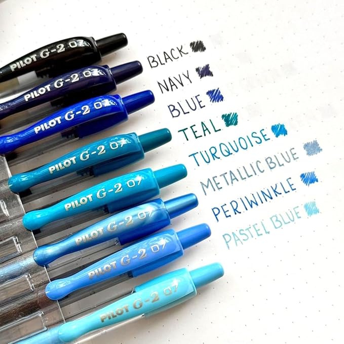 Pilot G2 Premium Gel Roller Pens, Fine Point Gel Pens, Boost Blue Pack, The Colors of Productivity, Assorted - Ideal for School, Journaling, & Office Writing