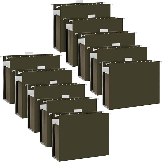10 Pack Extra Capacity Hanging File Folders Legal Size with Tabs Reinforced Hanging Folders Expandable, Heavy Duty 3.5 Inch Expansion Designed for Bulky Files Medical Charts
