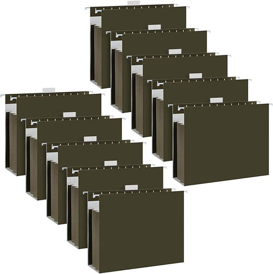 10 Pack Extra Capacity Hanging File Folders Letter Size with Tabs Reinforced Hanging Folders Expandable, Heavy Duty 3.5 Inch Expansion Designed for Bulky Files Medical Charts