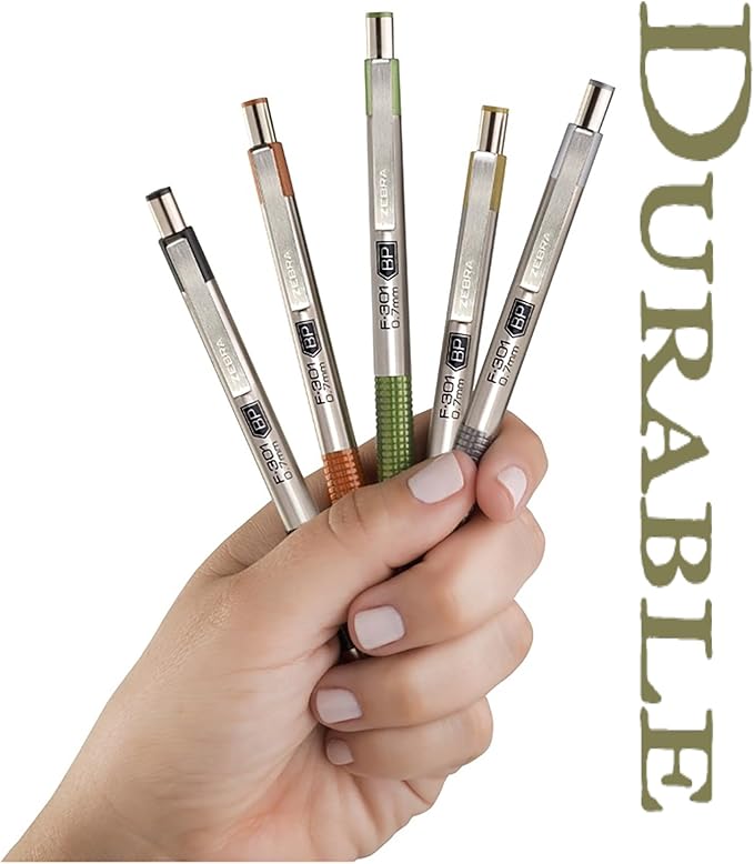 Zebra Pen F-301 Signature Series Retractable Ballpoint Pen, 0.7mm, Black Easy-Glide Ink, Stainless-Steel Barrel, Terracotta Earth Tone Accents, Best for Office, Journal and Planner Use, 4-Pack (27294)