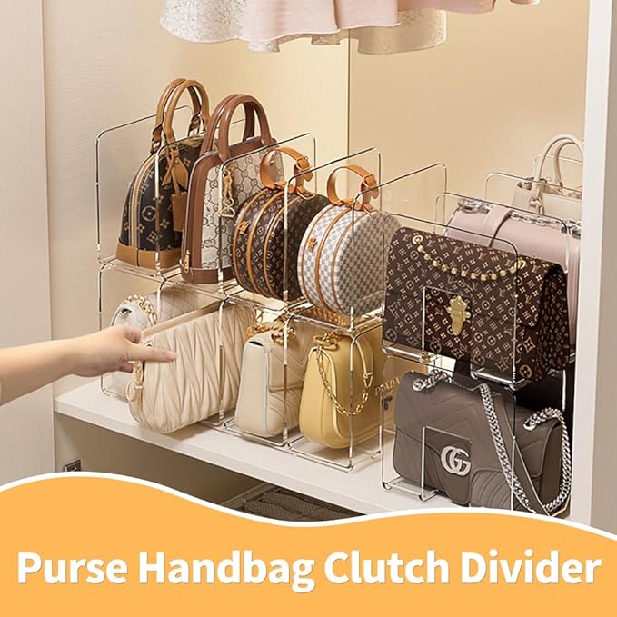 4Pcs Acrylic Desk File Sorter, Desktop File Organizer, 4 Sections Clutch Divider File Folder Rack, Purse Handbag Organizer Letter Notebook Folder, Office Supplies Stand (4 Colors)