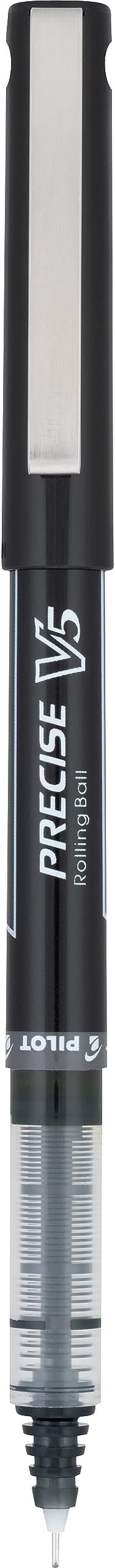 Pilot Precise V5 Rollerball Pens, Extra Fine Point 0.5 mm Black Pens, Black, Pack of 12 - Ideal for School, Journaling & Office Writing
