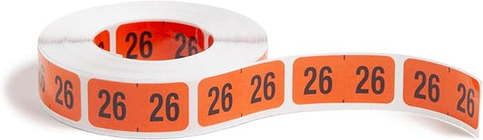 Smead Year Labels 2026, 500/Roll, 1-1/2" x 3/4", Orange, ETYJ Color-Coded File Labels in Dispenser Box, Wraparound Design for End-Tab Filing Systems