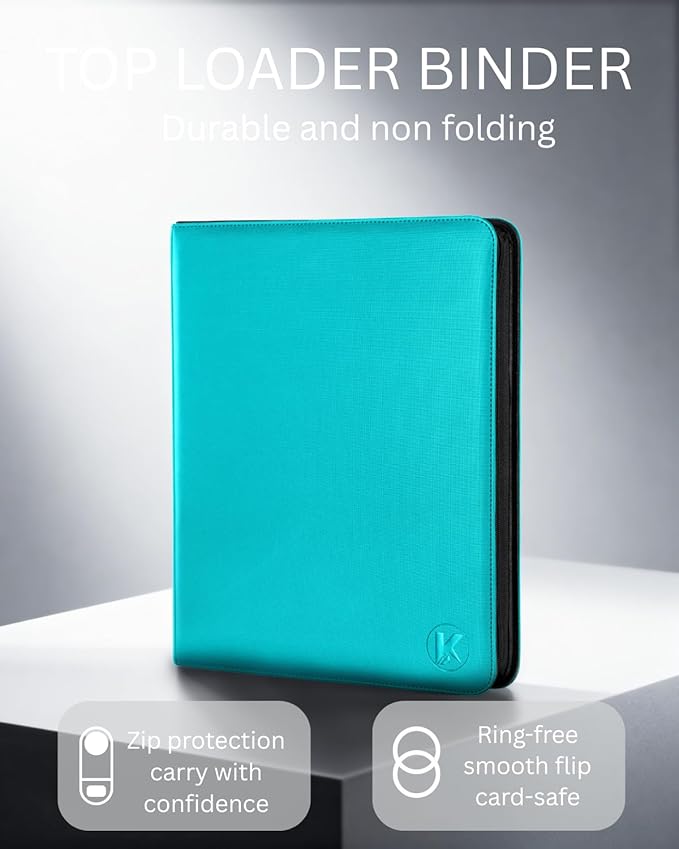 Top loader Binder - Holds 288+ Top Loaders for Cards, 9 Pocket Top Loader Binders with Sleeves for 3" x 4" Rigid Card Holders for Baseball, Football and other standard card(Blue)