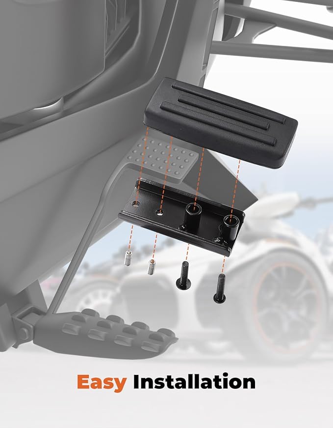 KEMIMOTO Brake Pedal Compatible with Can-Am Ryker 600, 900, Sport, Rally Edition, Large Brake Foot Rest Extended Pedal Footboards (No drill)