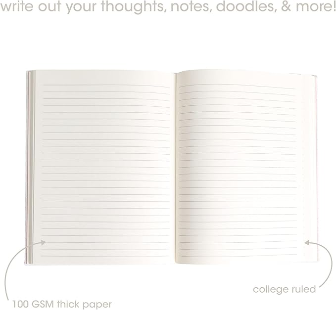 Pearhead Fabric Hardcover Journal Notebook 6x8 – Pointelle Embroidered College-Ruled Writing Journal with 200 Lined Pages, Pink