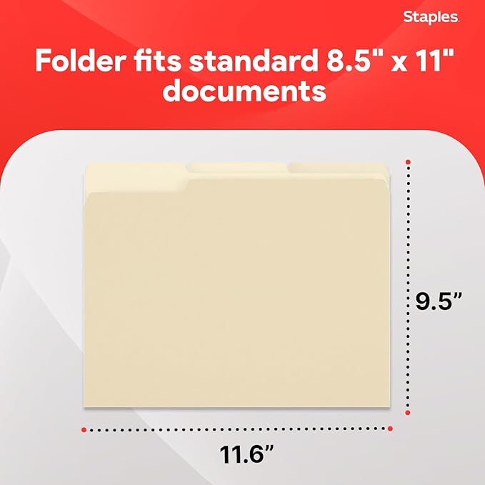 Staples Reinforced Classification Folder with Fasteners, Letter Size, 3/4″ Expansion, Manila Pressboard, Durable Construction, 50/Pack