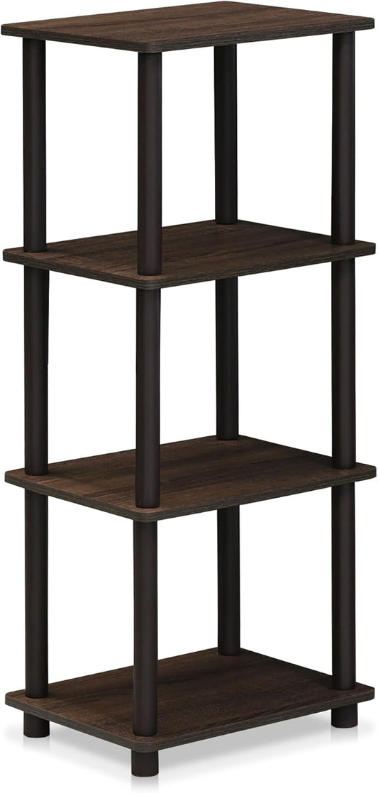 FURINNO Turn-N-Tube Shelf, 3 Space, Walnut/Brown