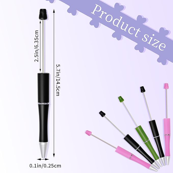 jiebor 30Pcs Halloween Beadable Pens Plastic Bead Ballpoint DIY Cute Cool Pens Black Ink for Women Men Bridal Graduation Gift Office Supplies Black Pink Green