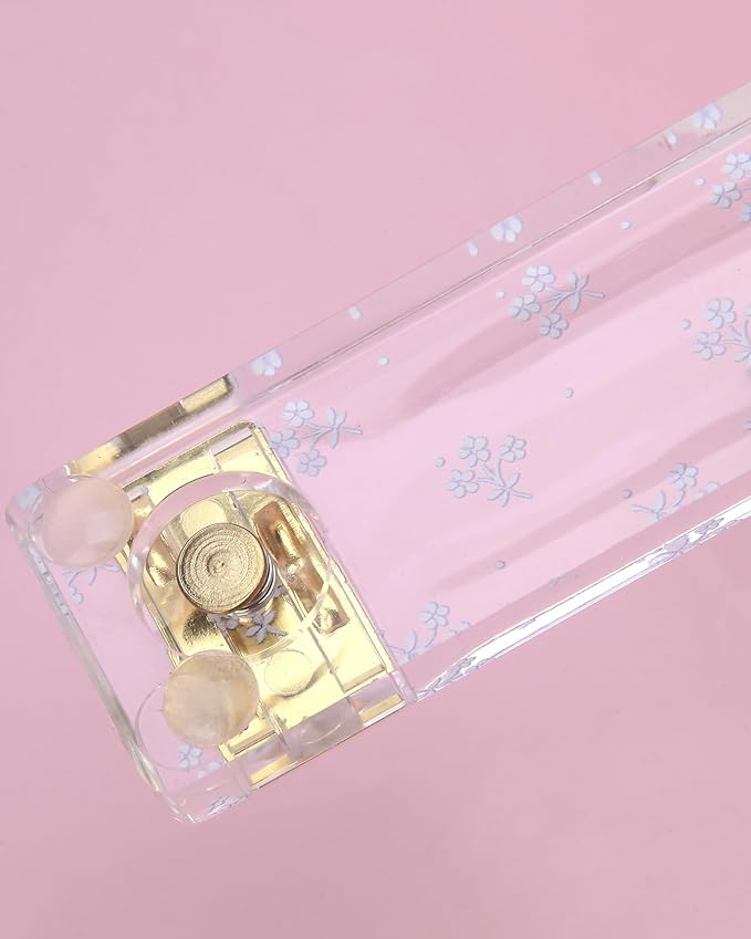 Laura Ashley Heirloom Cottage Mini Stapler – Stylish Gold & Acrylic Desk Stapler with Floral Accents – Compact 5” Aesthetic Office Stapler for Home, School & Work – Gift-Ready Packaging