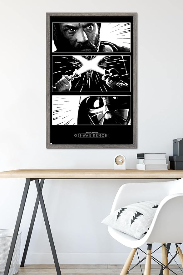 Trends International Star Wars: Obi-Wan Kenobi - Panels Wall Poster, 22.375" x 34", Barnwood Framed Version