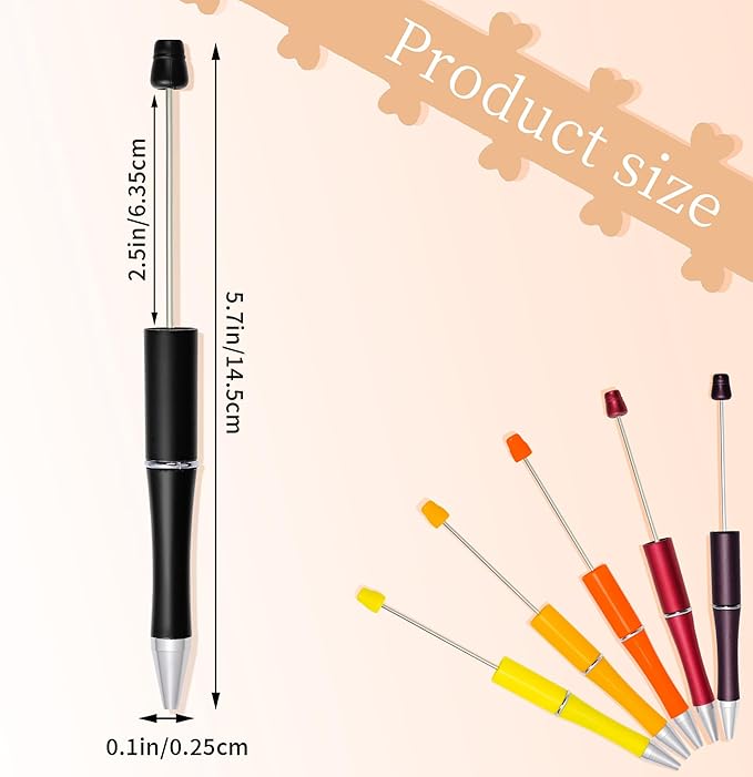 jiebor 30Pcs Fall Beadable Pens Plastic Bead Ballpoint DIY Cute Cool Pens Black Ink for Thanksgiving Day Women Men Bridal Graduation Gift Office Supplies