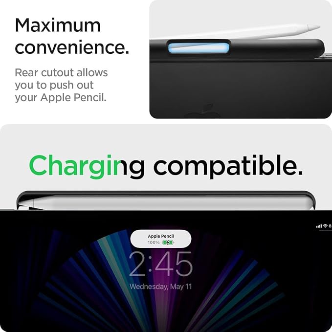 Spigen for Apple Pencil Pro Holder, 2nd Gen, Lenovo Yoga Pen, Galaxy S Pen, Compatible with Magic Keyboard, Smart Keyboard, Smart Folio, Remarkable 2 and Other Magnetic iPad Cases, Black