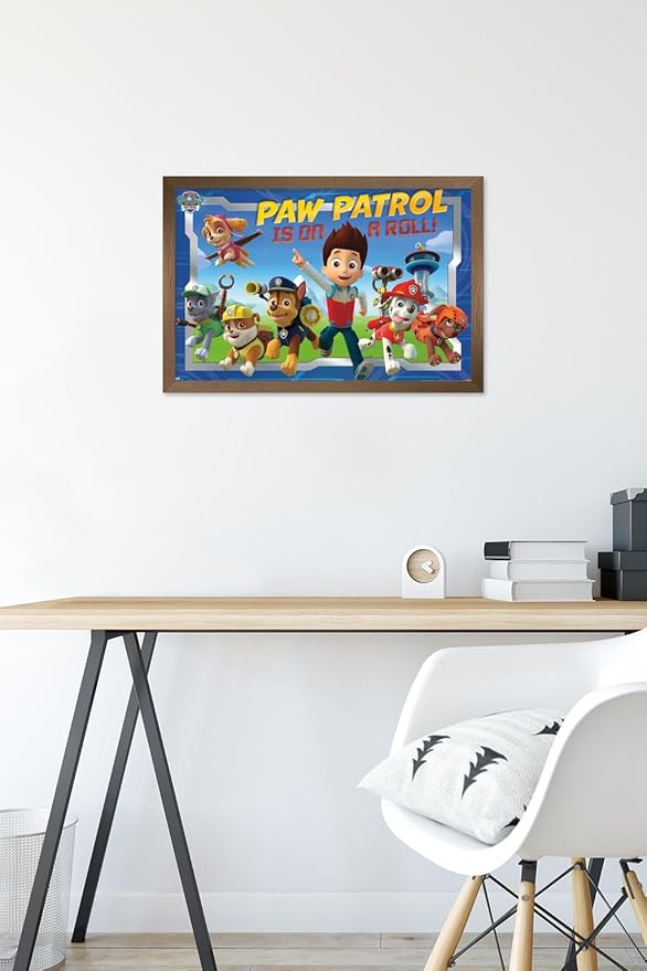 Nickelodeon Paw Patrol - Crew Wall Poster, 22.4L" x 14.7W", Bronze Framed Version
