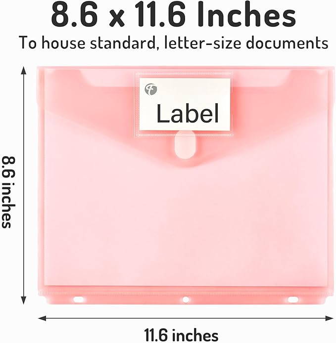 Forvencer Binder Pocket, 10 Pack Super Heavyweight Plastic Folders with Tight Closure, Binder Folders Side Loading, 3 Ring Binder Pocket, Binder Dividers with Pockets, Letter Size, Pastels Series