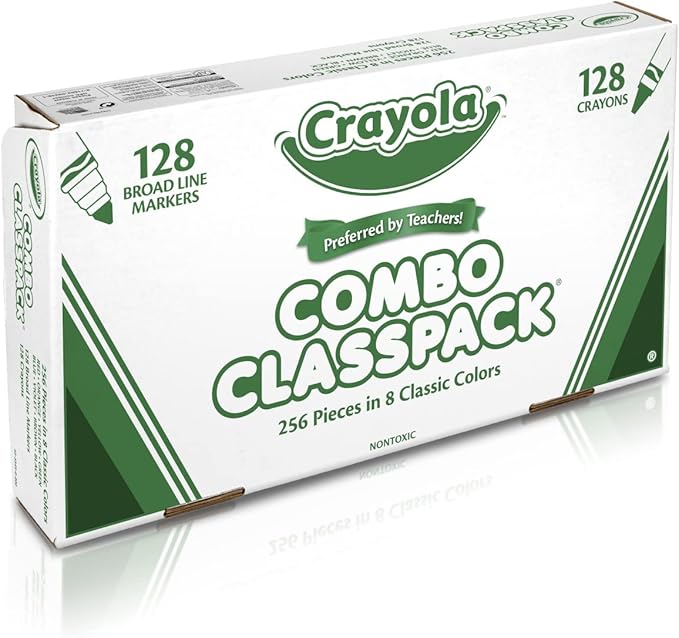 Crayola Crayons and Washable Markers Classpack (256ct), Bulk Markers for Kids, Teacher Art Supplies for Preschool & Kindergarten Classrooms