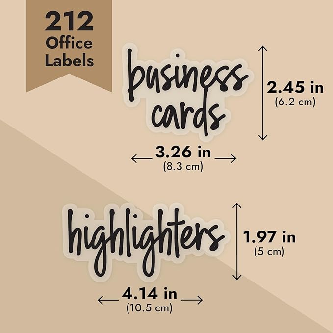 Talented Kitchen Office & Craft Stickers - 212 Pack, Black Water-Resistant Vinyl - Home & Office Organization - Classroom & School Supplies
