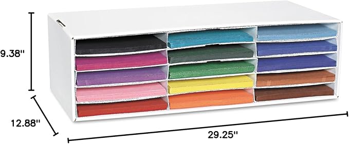 Pacon 001310 Corrugated Paper Sorter/Storage Box, 15 Sections, 13 1/2 X 28 3/4 X 8 1/2