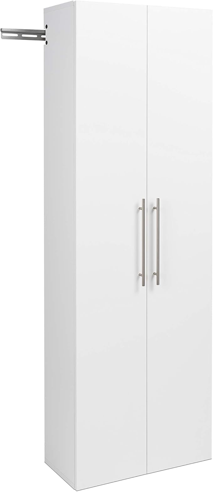 Prepac HangUps Shoe Storage Cabinet, 16" D x 30" W x 72" H, White & Large Storage Cabinet, 24", White