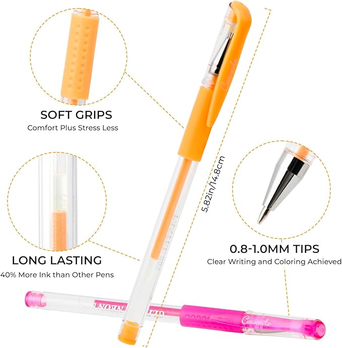 Gel Pens for Adult Coloring Books, 88 Colors Artist Glitter Gel Pens Colored 40% More Ink with 88 Matched Refills, Suitable for Drawing Note Taking Crafts Journaling Planner Scrapbook