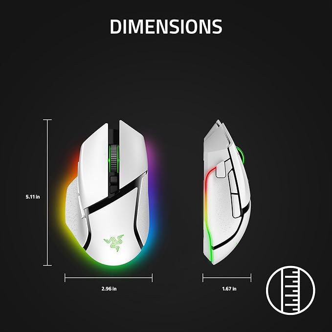 Razer Basilisk V3 Pro Customizable Wireless Gaming Mouse: Fast Optical Switches Gen-3 - HyperScroll Tilt Wheel - Chroma RGB - 11 Programmable Buttons - Focus Pro 30K Optical Sensor - White