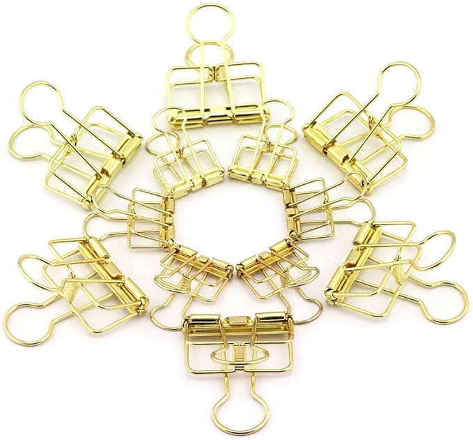 40-Pack Multi-purpose Metal Wire Binder Clip Set,20pcs 2.25 Inch & 20pcs 1.57 Inch Paper Metal Clips,for Home Office Supplier School Accessories - Gold