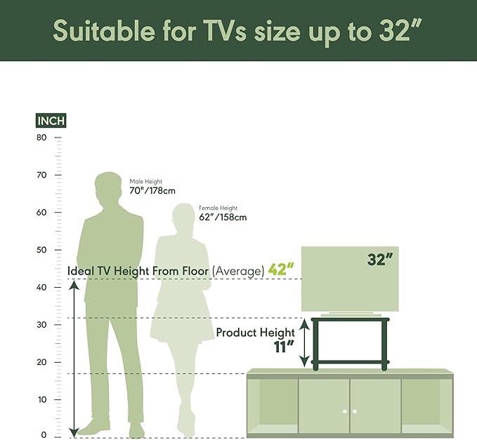 Furinno TURN-N-TUBE TV Riser Stand, 2-Tier Small Elevated No Tools TV Stand, TV Console for TV up to 32 inch, 15.8 x 23.8 x 11, for Living Room, Bedroom, Dark Brown
