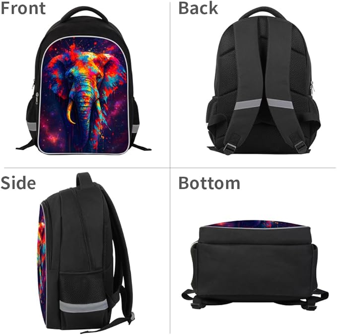 School Backpack for Boys 17" Boys Backpack for Kids Children Teens Elementary Middle School - Students Bookbag Ages 6-18 Travel Back Pack Elephant