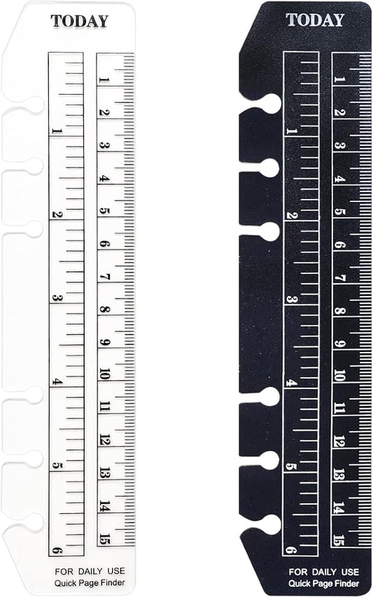 2 Pack A6 6 Holes Page Marker Ruler Plastic Binder Ruler Divider Ruler for Journal Magazine Notebook (BTRuler, A6)