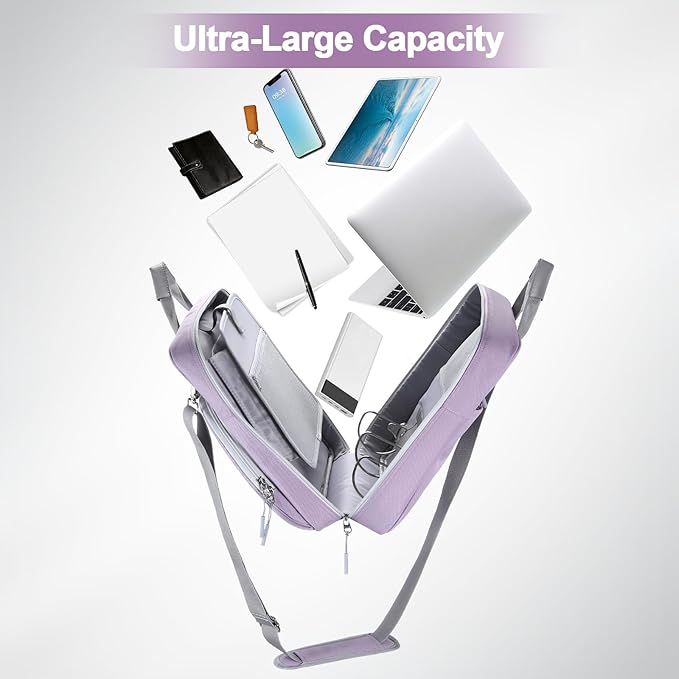 4 Inch 3 Ring Zipper Binder D-Ring, Binder with Strap 800 Sheet Capacity & Multi-Pockets School and Office Binder Organizer, Compatible with 13-Inch MacBook(Patent Design Purple)