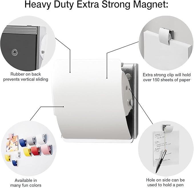 Plus Extra Strong Magnetic Clips, Large White, 3-Pack