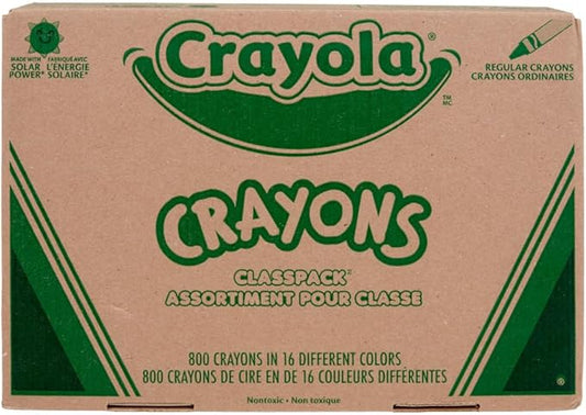 Crayola Bulk Crayon Classpack - 800ct (16 Colors), Bulk Teacher Supplies & Classroom Essentials for School, Arts & Crafts Crayons for Kids, Ages 3, 4, 5