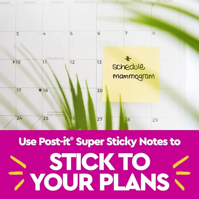 Post-it Super Sticky Lined Notes, 4 Sticky Note Pads, 4 x 6 in., Ideal for Organization in Your Dorm, Home or Office, Canary Yellow