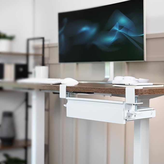 VIVO 16 inch Clamp-On Sliding Pull-Out Drawer Without Shell for Office Desk, Storage Organizer for Sit Stand Workstation, White, DESK-AC03C-W