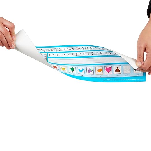 Really Good Stuff 24PK Zaner-Bloser Self-Adhesive Vinyl Desktop Reference Nameplate with Letters, Grid, Colors, Shapes-Traditional Manuscript Name Tags
