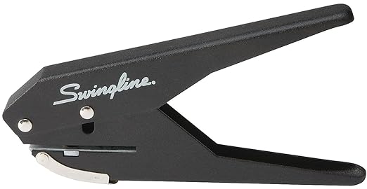Swingline 1 Hole Punch, 20 Sheet Capacity Hole Puncher, Low Force Plier Paper Punch, Black & Silver (74017)