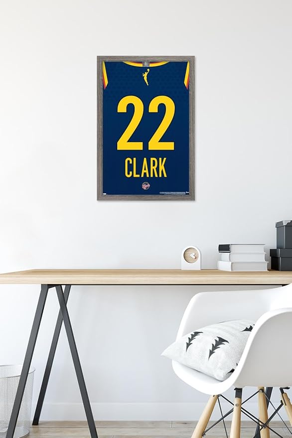 WNBA Indiana Fever - Caitlin Clark Jersey Wall Poster, 22.4L" x 14.7W", Barnwood Framed Version