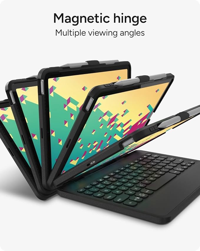 ZAGG Rugged Book Detachable Case and Magnetic-Hinged Keyboard for iPad Air 11" (M5)/ (M4)/ (M3)/ (M2) / iPad 10.9" (air 4th gen)/ 11" (1st & 2nd Gen), Bluetooth Pairing, Backlit Keyboard, Black