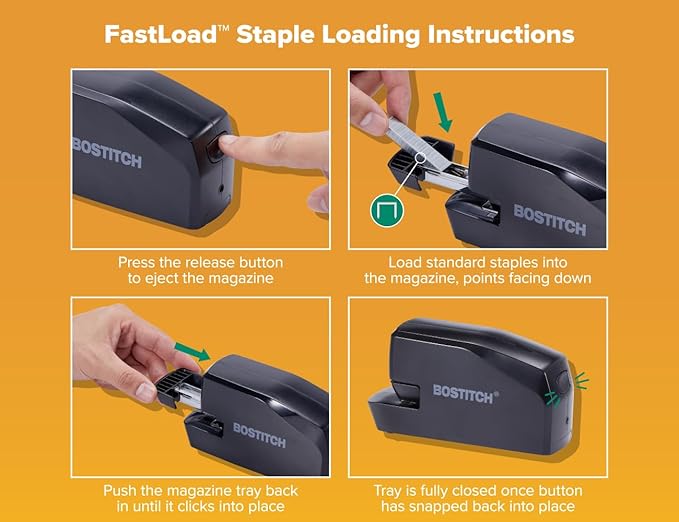 Bostitch Office Portable Electric Stapler, 20 Sheets, AC or Battery Powered, Black (MDS20-BLK)
