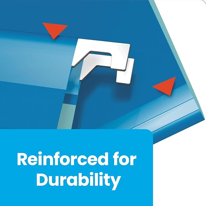 Pendaflex Reinforced Hanging File Folders, Letter Size, Blue, 1/5 Cut, 25/BX (4152 1/5 BLU)