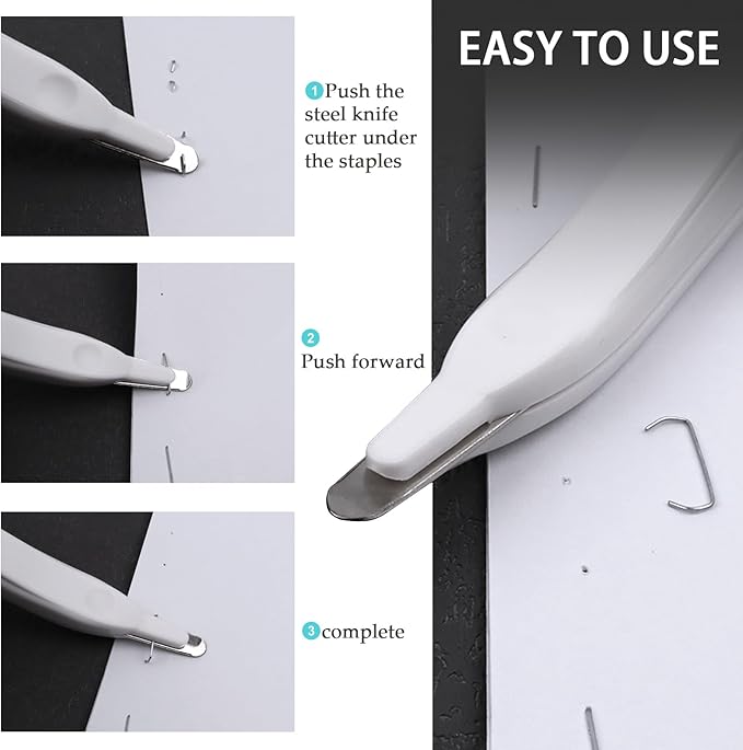 Magnetic Staple Remover, Ergonomic Design Staple Puller Remover Tool, Easy Staple Extraction, White, Suitable for Office, School, Home