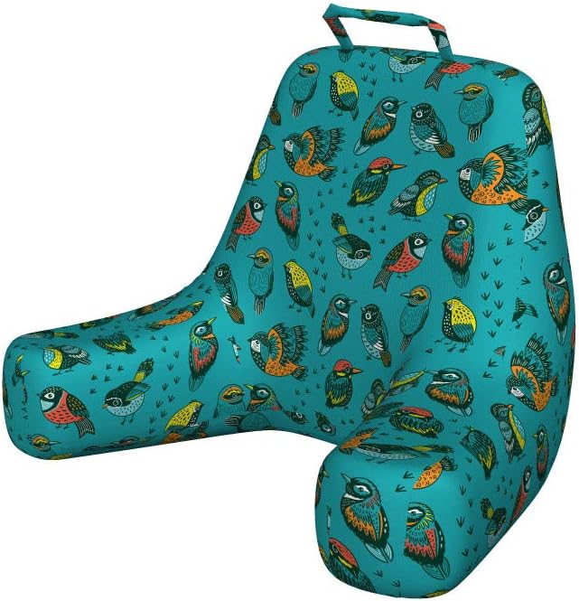 Ambesonne Birds Reading Pillow Cover, Roosting Eastern Sparrow and Flying American Goldfinch with Tiny Bird Foot Prints, Unstuffed Printed Bed Rest Case from Soft Fabric, XL Size, Multicolor