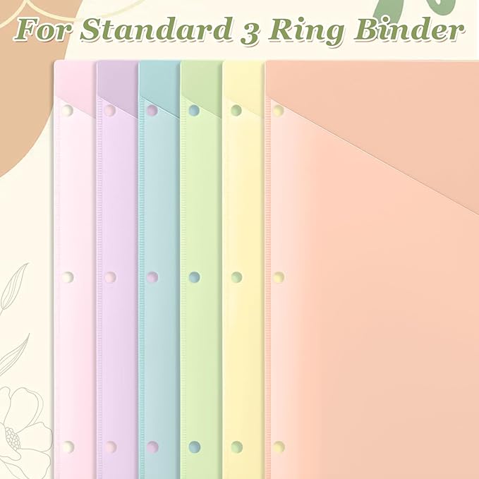 Epakh 24 Pcs Binder Dividers for 3 Rings Binders Index Dividers with Two Clear Pockets Plastics Sheets Protectors with Tab Labels for School Office Organization (Macaron)