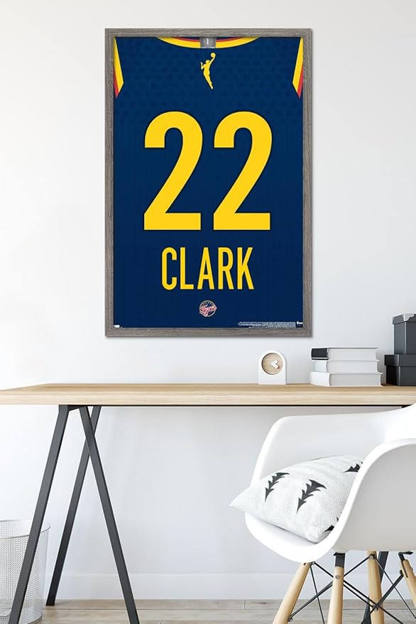 WNBA Indiana Fever - Caitlin Clark Jersey Wall Poster, 34L" x 22.4W", Barnwood Framed Version